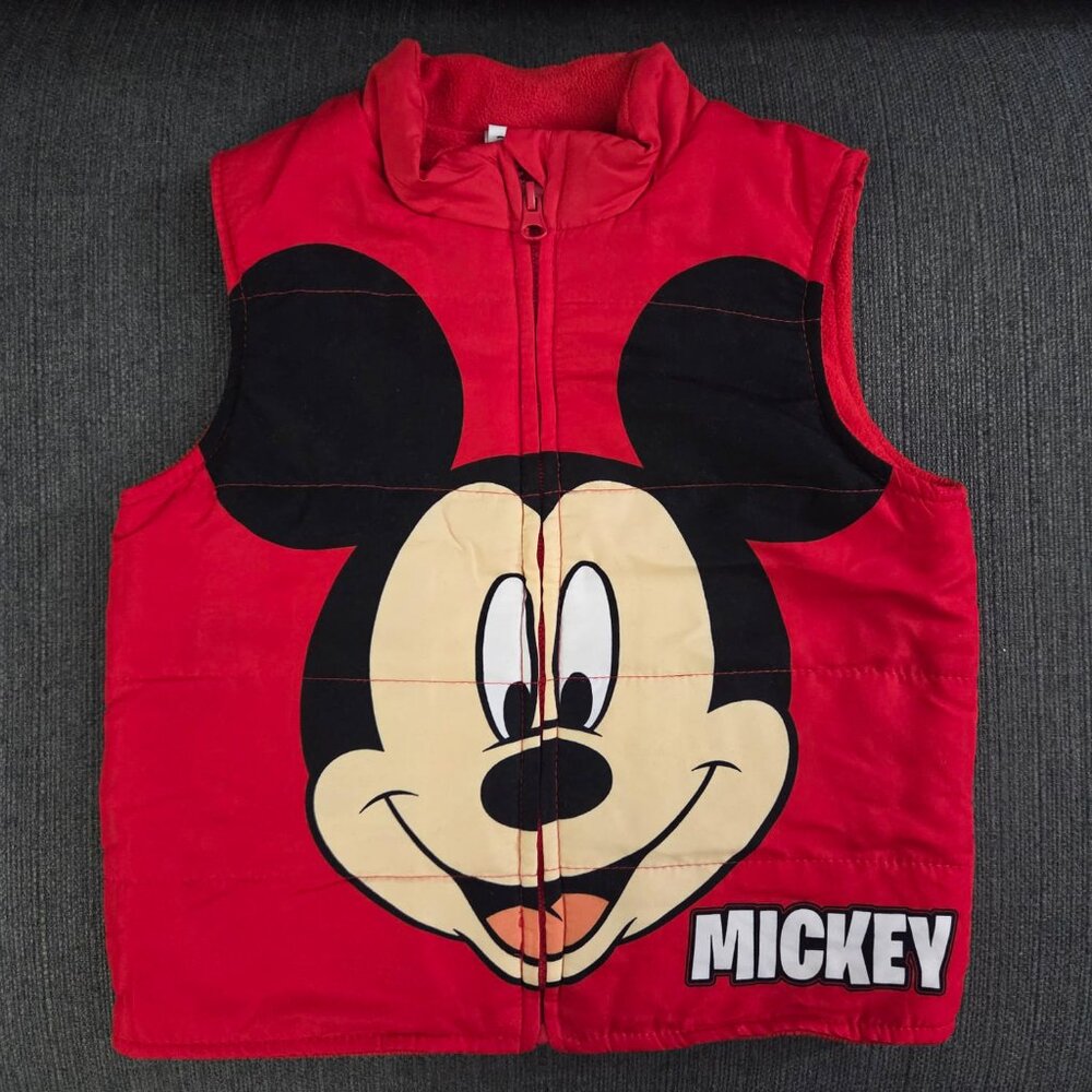 Y2K Disney Baby Mickey Mouse Red Puffer Vest Size 5T